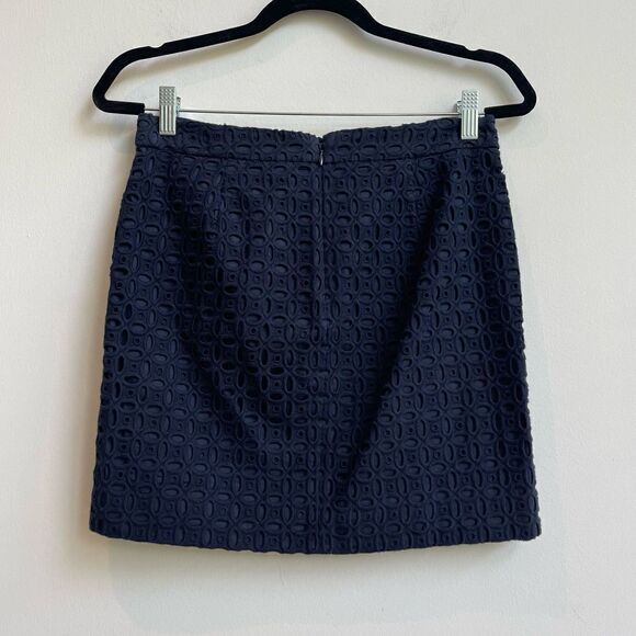 J. Crew Cotton Navy Eyelet Mini Skirt - Size O - Picture 8 of 9